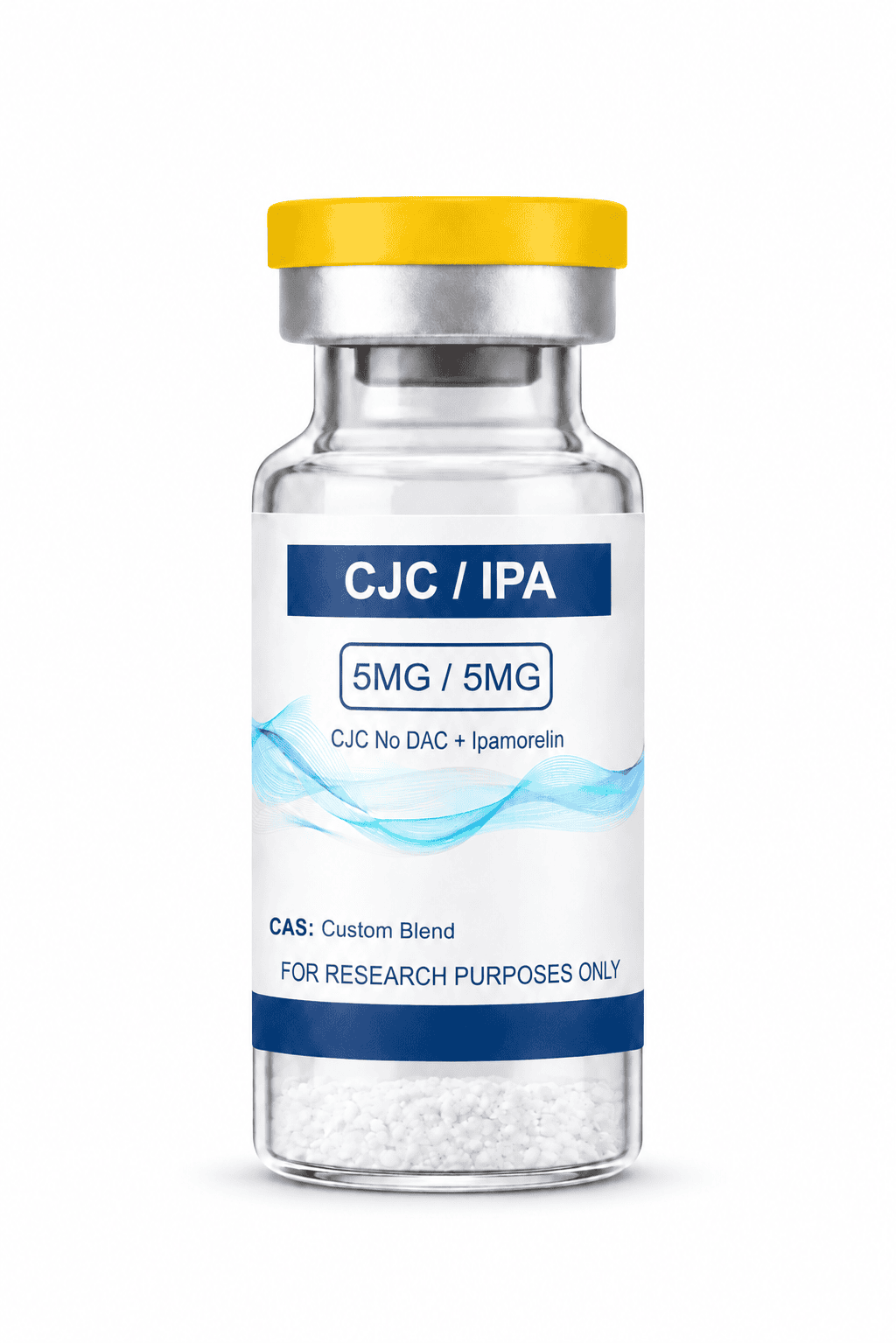 CJC-1295 NO DAC + IPAMORELIN 5MG/5MG research peptide blend vial – Research Peptides Canada, NexPept. For laboratory research use only.
